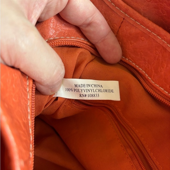 Vintage Tote Handbag Elegant Orange Women's Leather RN#108833 - Picture 16 of 16